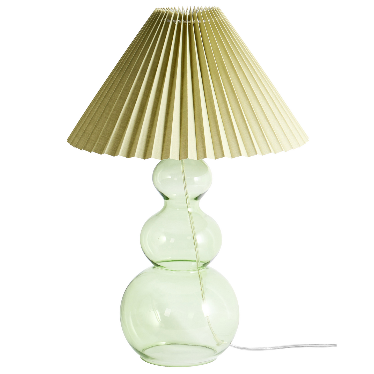 Table Lamp Green Glass Base Bell Shade Modern Style