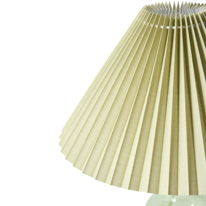 Table Lamp Green Glass Base Bell Shade Modern Style