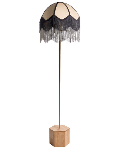 Floor Lamp Natural Fabric Drum Shade 150cm Retro Classic