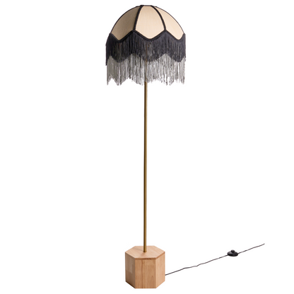Floor Lamp Natural Fabric Drum Shade 150cm Retro Classic