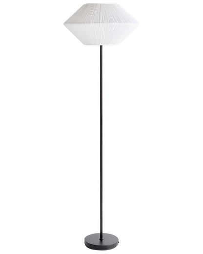 Floor Lamp White Fabric Black Iron 150cm Geometric Shade
