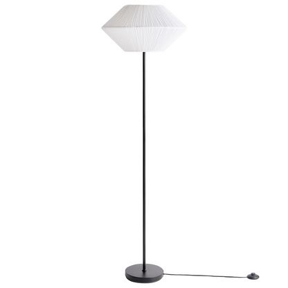 Floor Lamp White Fabric Black Iron 150cm Geometric Shade