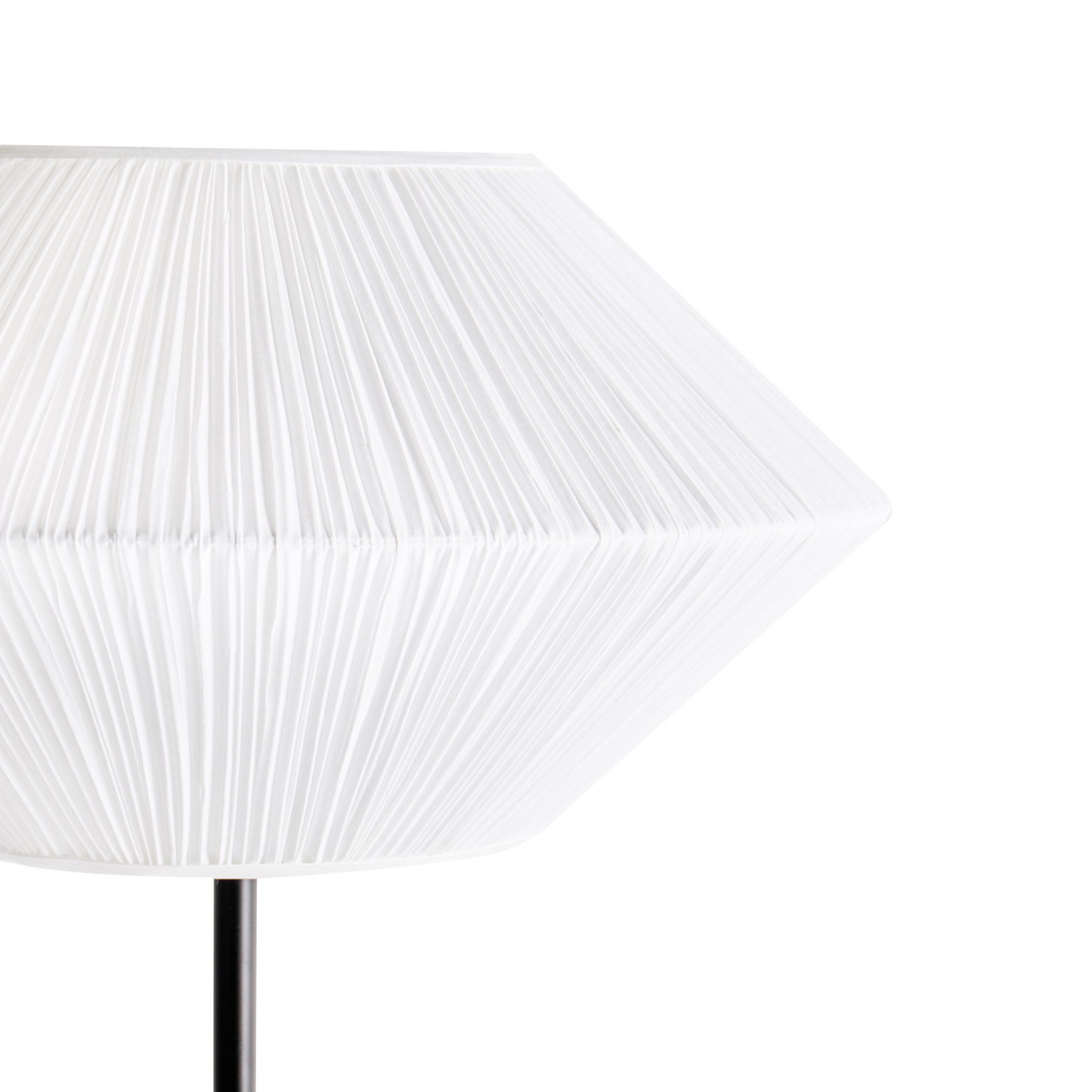 Floor Lamp White Fabric Black Iron 150cm Geometric Shade