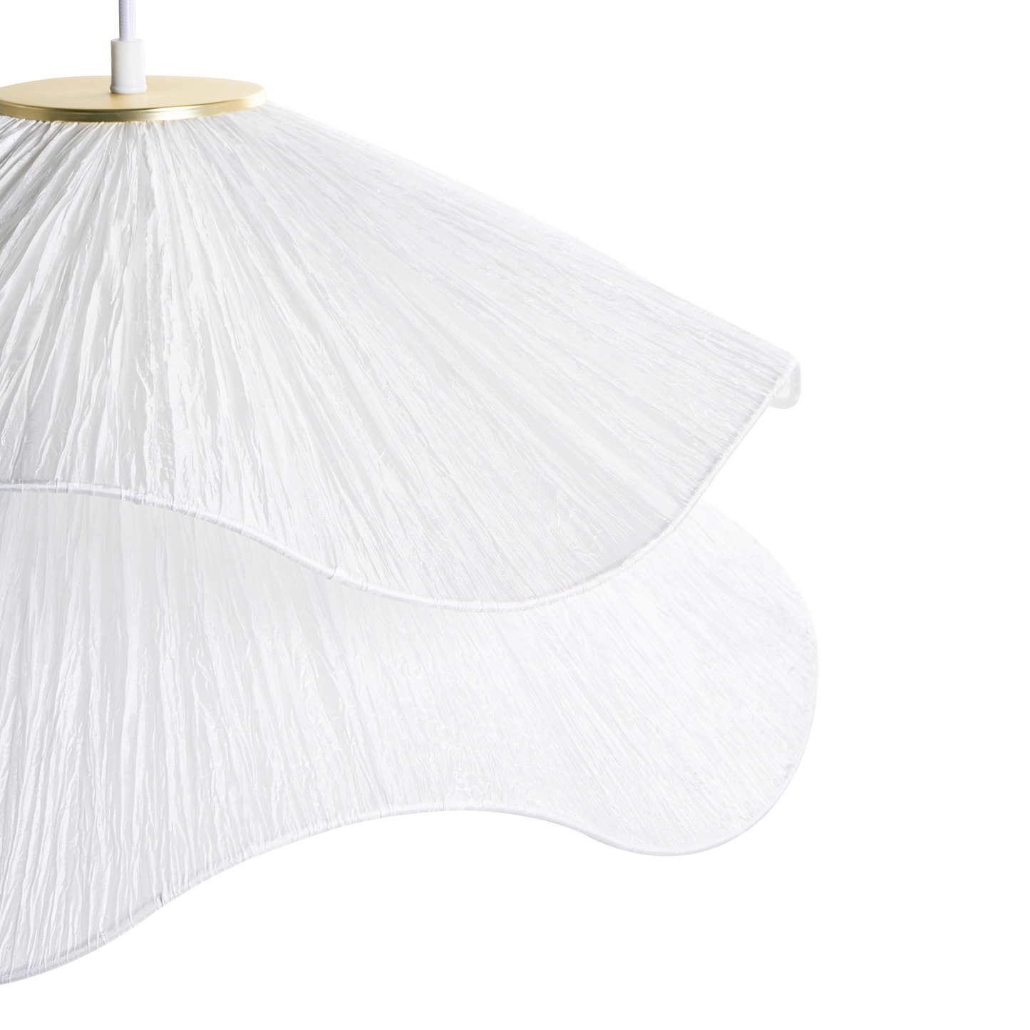 Pendant Lamp White Double Pleated Shade Iron Base