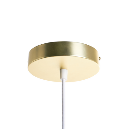 Pendant Lamp White Double Pleated Shade Iron Base