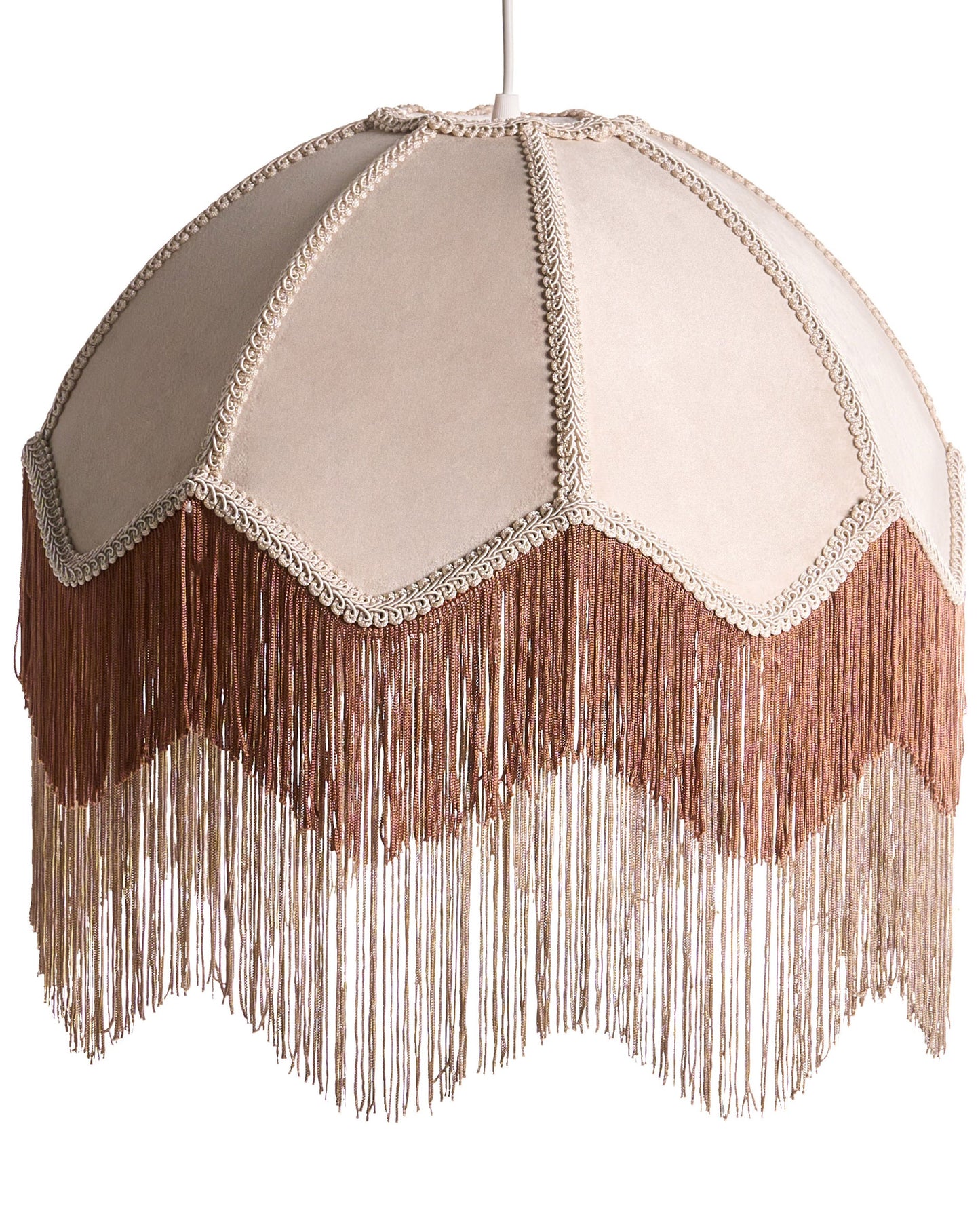 Nostalgia Lighting Pendant Lamp Beige Paper Fabric 182cm Fringed With Tassels Retro Vintage