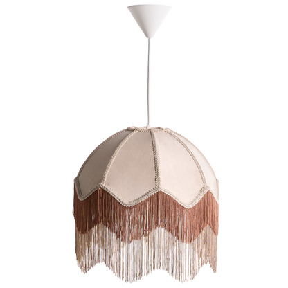 Nostalgia Lighting Pendant Lamp Beige Paper Fabric 182cm Fringed With Tassels Retro Vintage