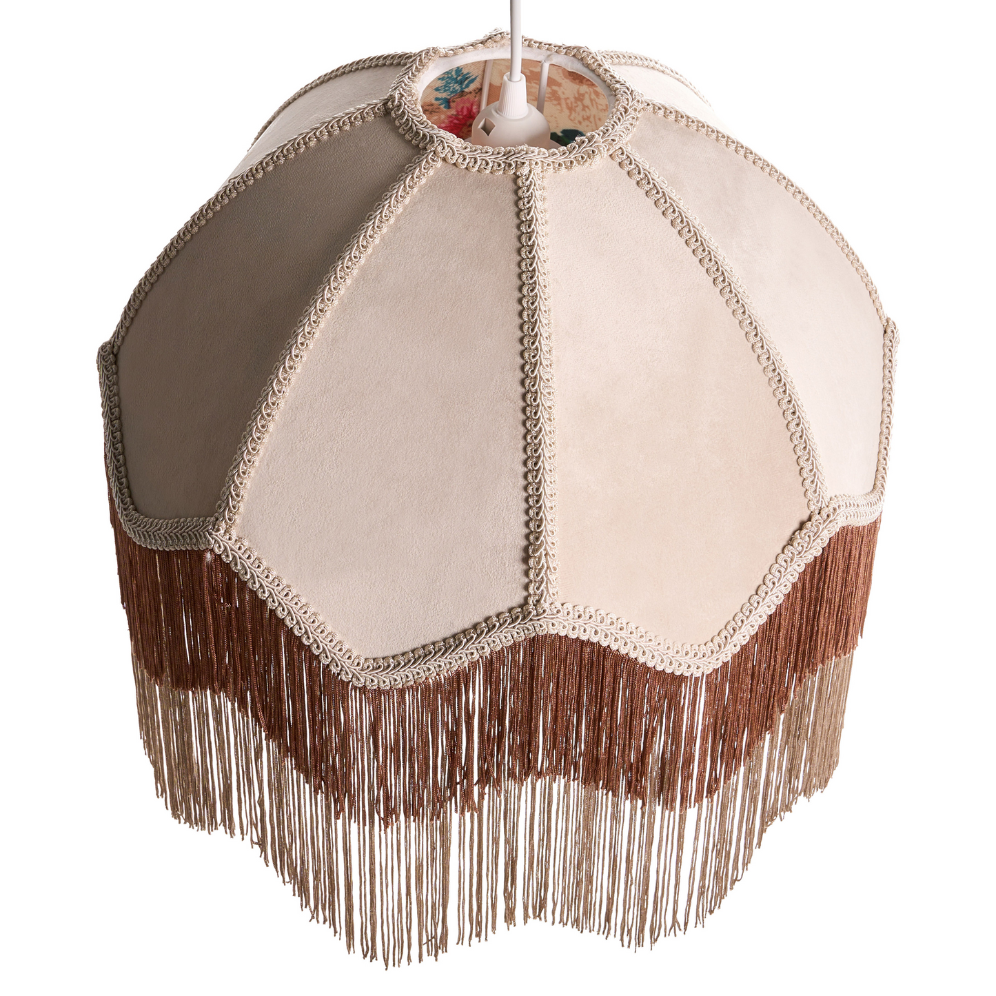 Nostalgia Lighting Pendant Lamp Beige Paper Fabric 182cm Fringed With Tassels Retro Vintage