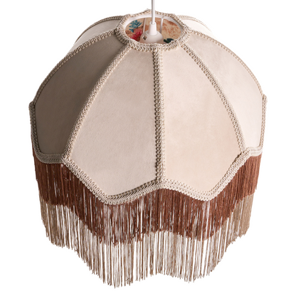 Nostalgia Lighting Pendant Lamp Beige Paper Fabric 182cm Fringed With Tassels Retro Vintage