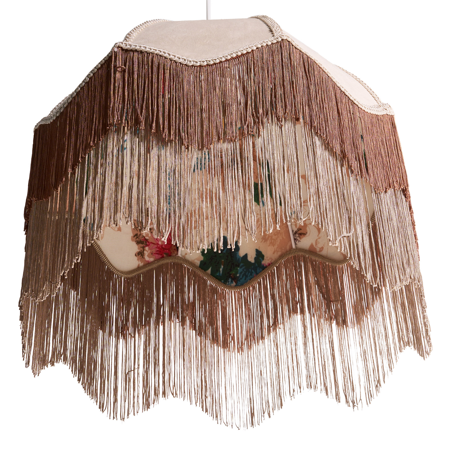 Nostalgia Lighting Pendant Lamp Beige Paper Fabric 182cm Fringed With Tassels Retro Vintage