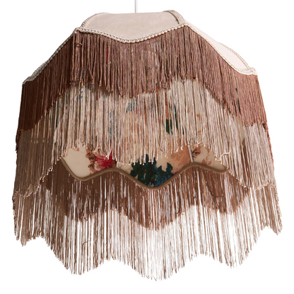 Nostalgia Lighting Pendant Lamp Beige Paper Fabric 182cm Fringed With Tassels Retro Vintage