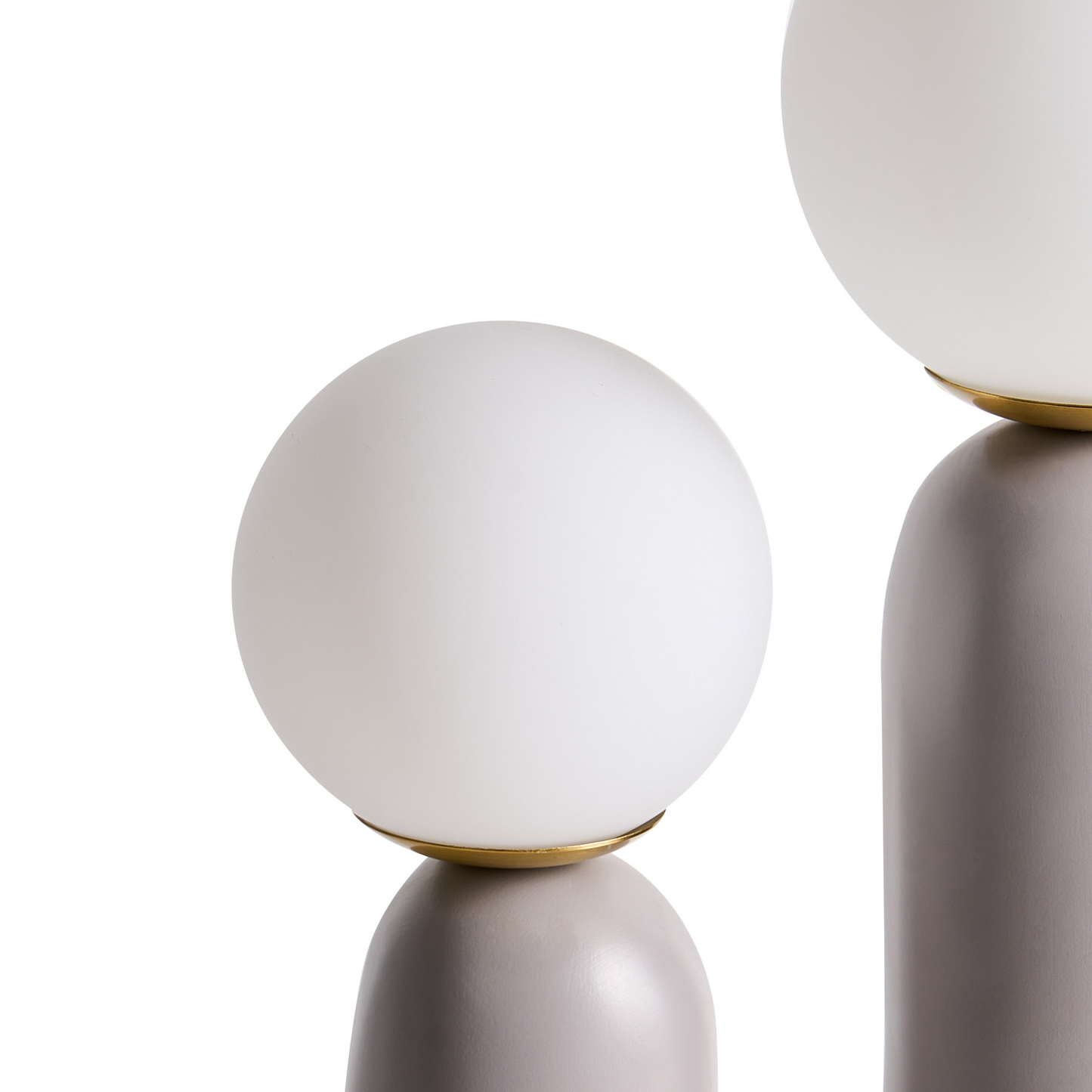 Grey Resin Table Lamp With U Shaped Base And Double Globe Glass Shades Retro
