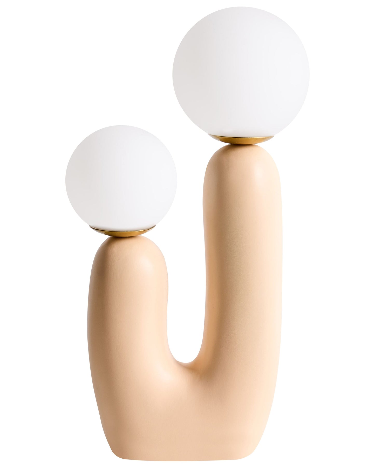 Table Lamp Beige Resin U Shaped Base Double Glass Shades