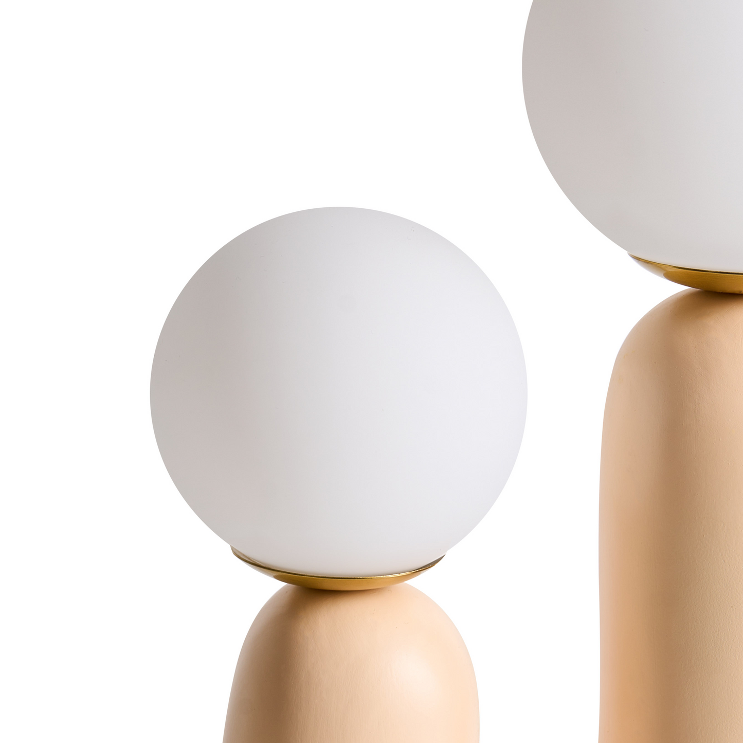 Table Lamp Beige Resin U Shaped Base Double Glass Shades