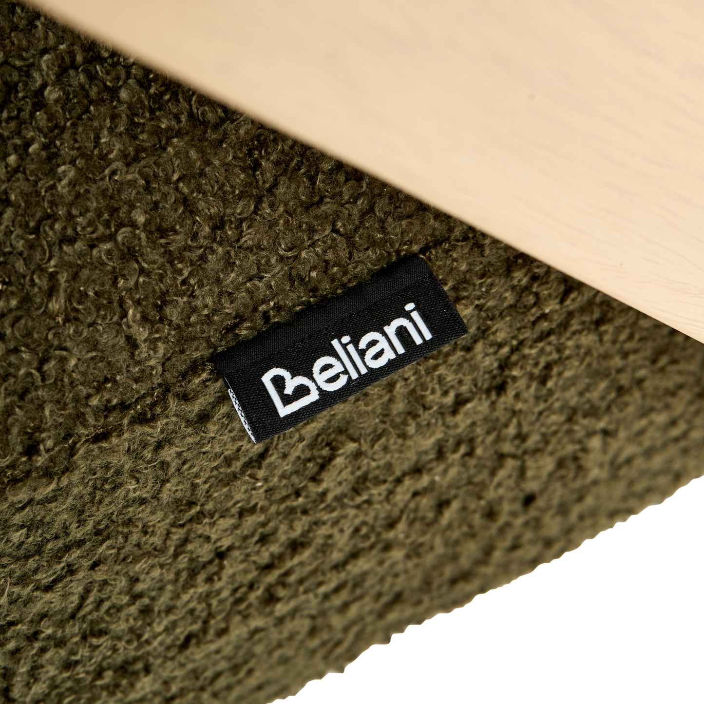 Modern Armchair Dark Green Boucle Fabric With Wooden Legs