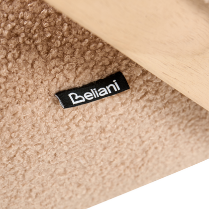 Armchair Beige Boucl? Fabric Accent Chair With Wooden Legs