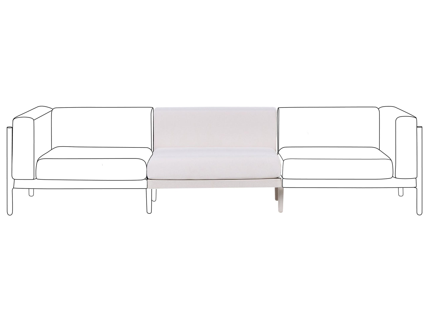 Outdoor Garden Sofa Extension Module Light Beige Synthetic Frame With Cushions Modern Armless Design