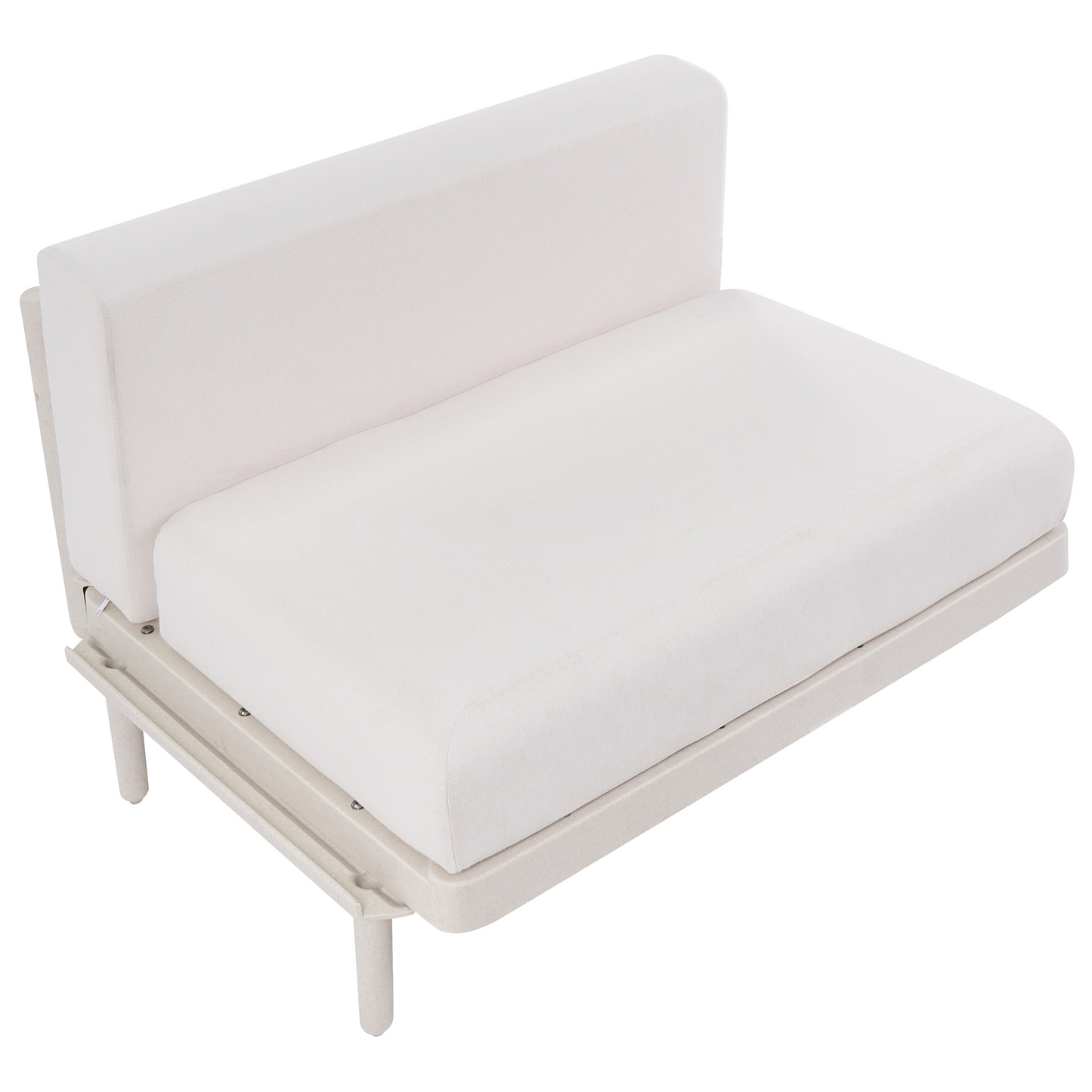 Outdoor Garden Sofa Extension Module Light Beige Synthetic Frame With Cushions Modern Armless Design