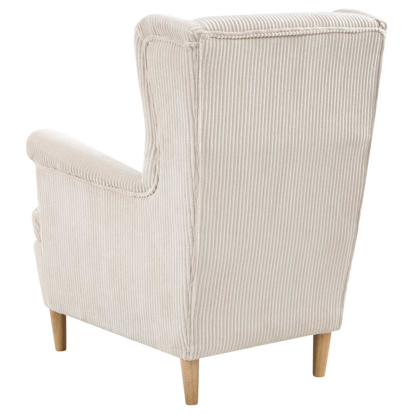 Wingback Chair Corduroy Beige High Back Wood Legs Traditional Retro Living Room Accent