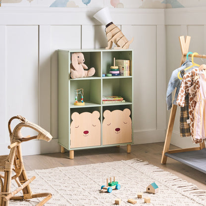 BrightNest 3 Tier Bookcase Light Green MDF Frame Pine Wood Legs