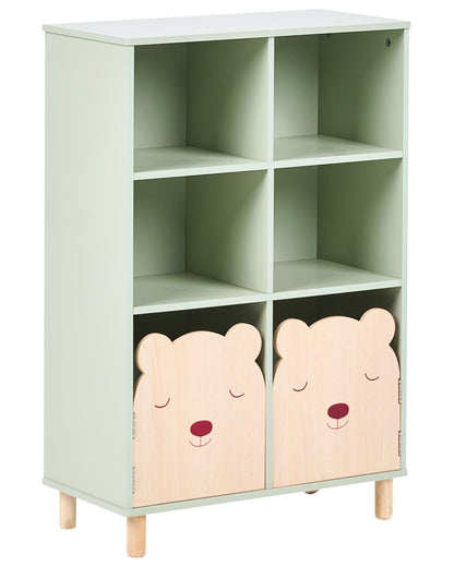 BrightNest 3 Tier Bookcase Light Green MDF Frame Pine Wood Legs