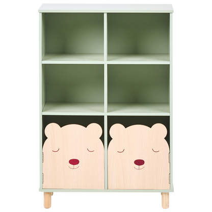 BrightNest 3 Tier Bookcase Light Green MDF Frame Pine Wood Legs