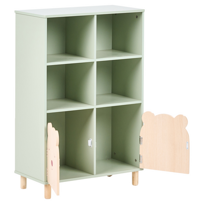 BrightNest 3 Tier Bookcase Light Green MDF Frame Pine Wood Legs