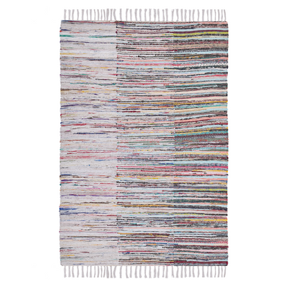 Area Rag Rug Multicolour Stripes Cotton 140 x 200 Hand Woven