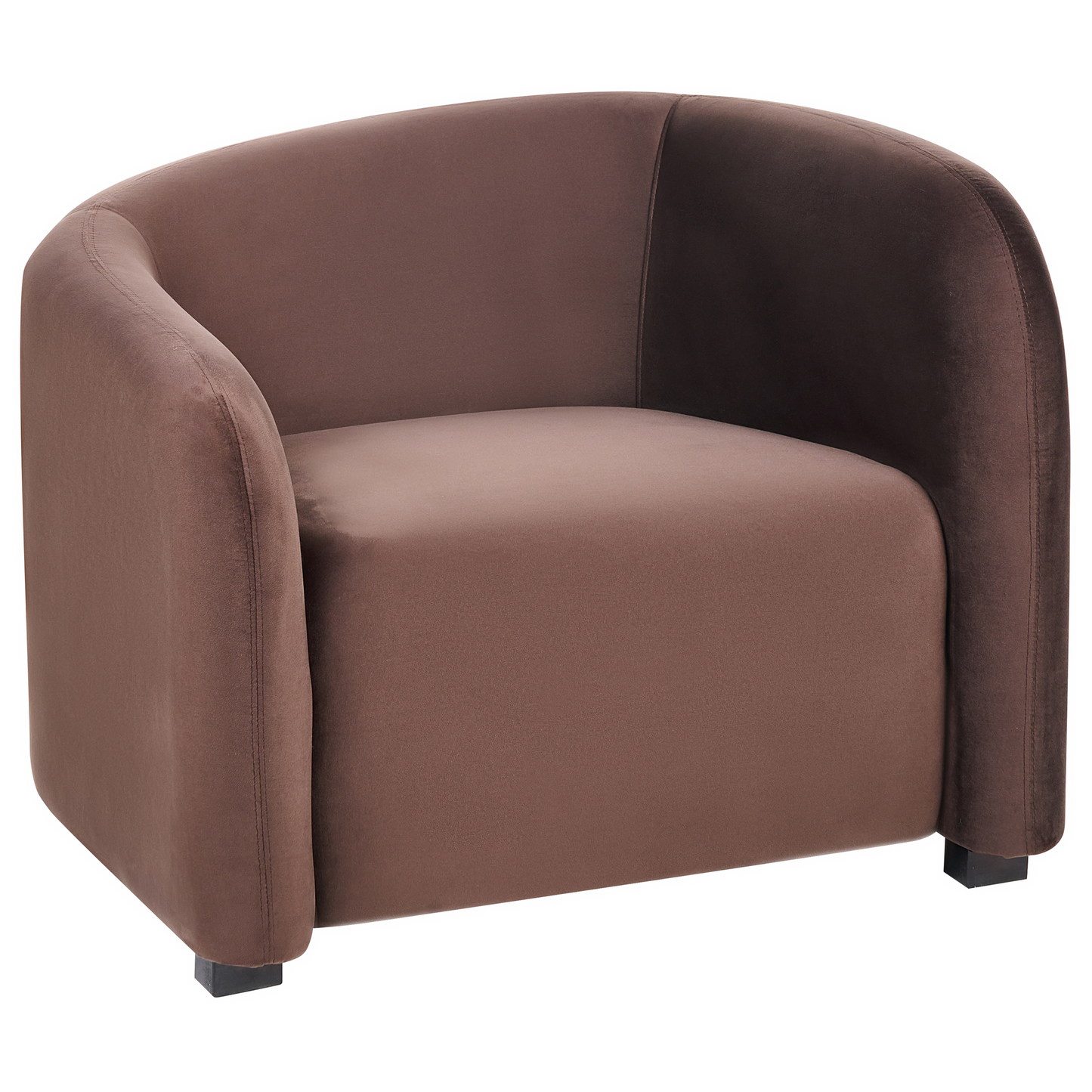Elegant Velvet Living Room Set Dark Brown Sofa And Armchairs Curved