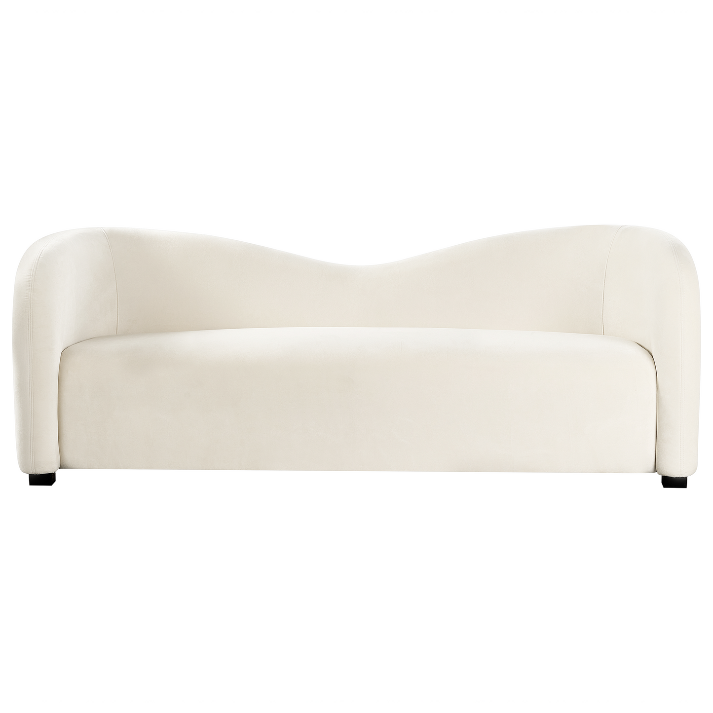 Living Room Set Off White Velvet Upholstered Sofa And Curved Back Armchairs Modern