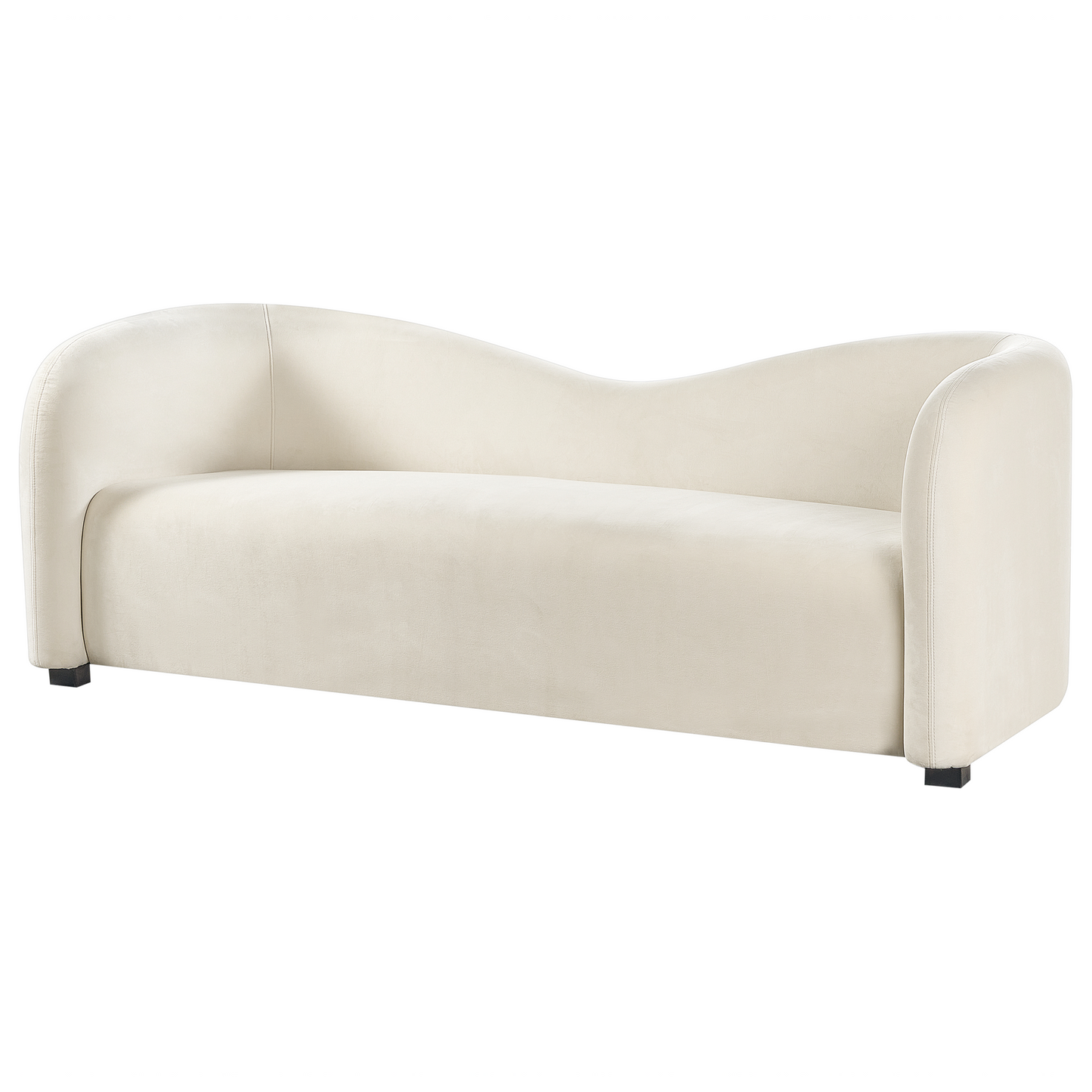 Living Room Set Off White Velvet Upholstered Sofa And Curved Back Armchairs Modern