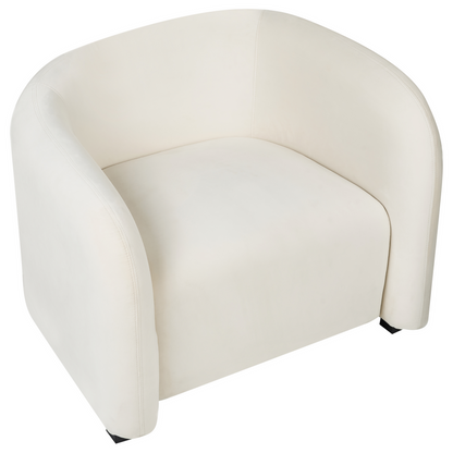 Living Room Set Off White Velvet Upholstered Sofa And Curved Back Armchairs Modern