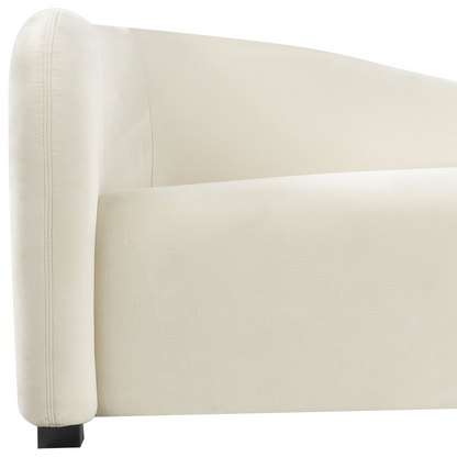 Living Room Set Off White Velvet Upholstered Sofa And Curved Back Armchairs Modern