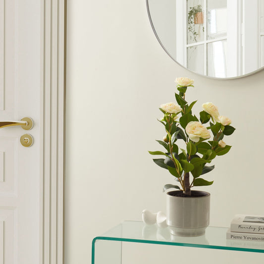 Artifical Potted Plant Green 60cm Realistic Camellia Decor