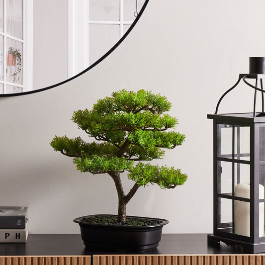 Bonsai Artificial Potted Plant 37cm Green And Black Decor