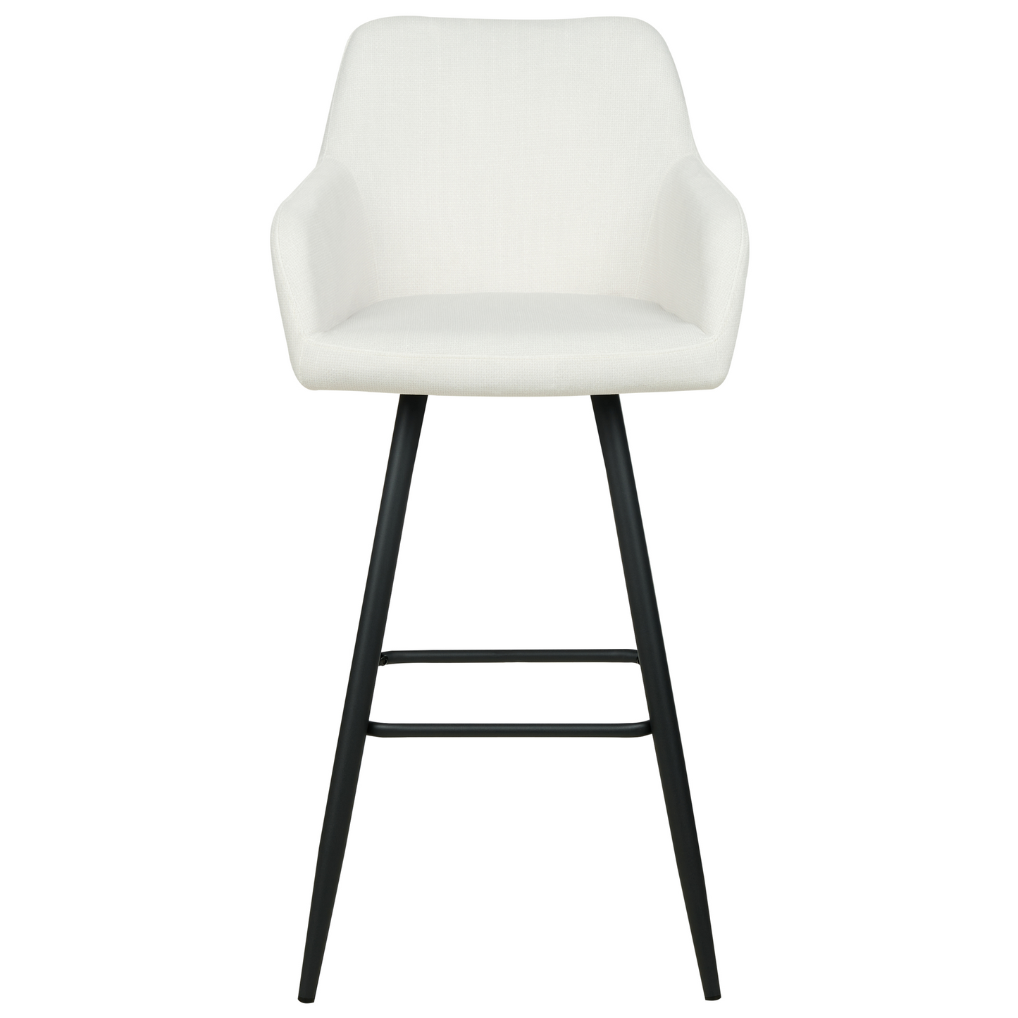 Velvet Bar Stool Set Off White With Arms Black Metal Legs