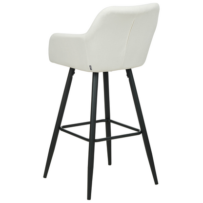 Velvet Bar Stool Set Off White With Arms Black Metal Legs