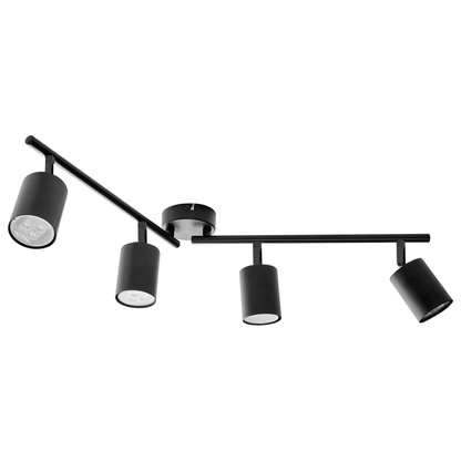 Four Light Black Industrial Spotlight Ceiling Lamp