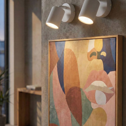 Two-Pack White Metal Industrial Wall Lamps