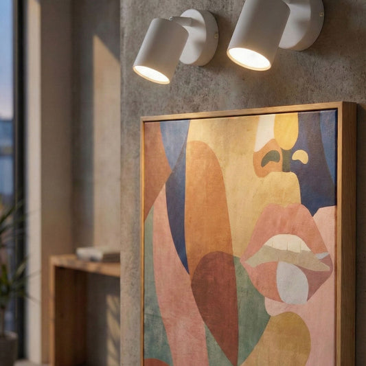 Two-Pack White Metal Industrial Wall Lamps