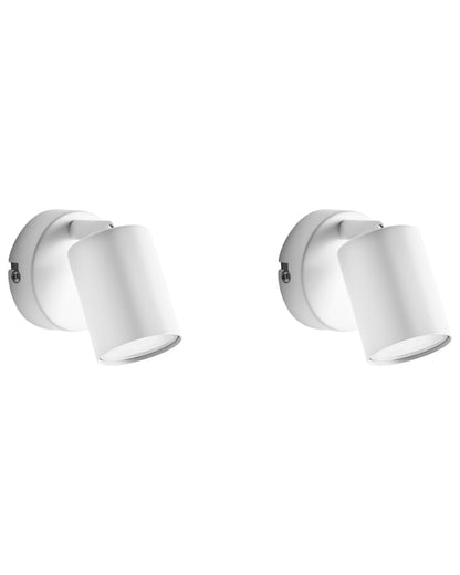 Two-Pack White Metal Industrial Wall Lamps