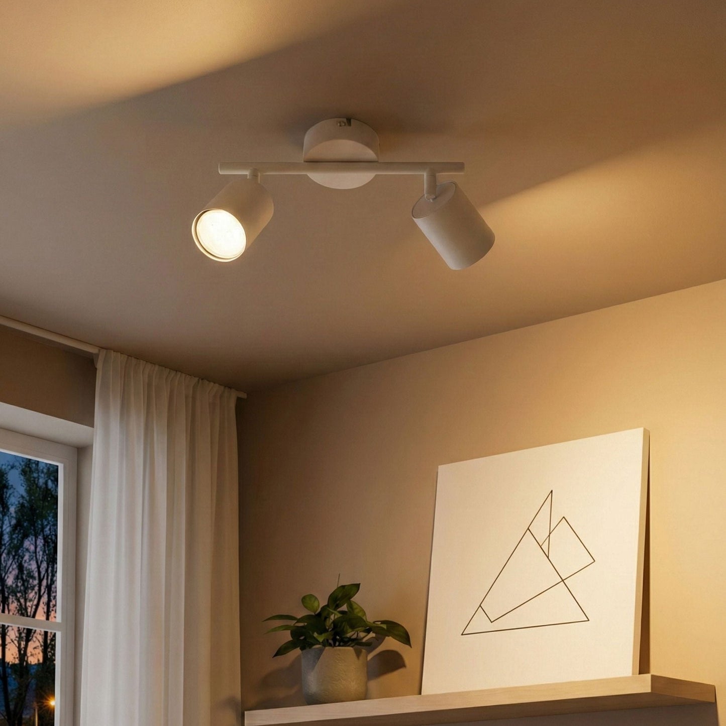 2 Light Spotlight Ceiling Lamp White Metal Industrial
