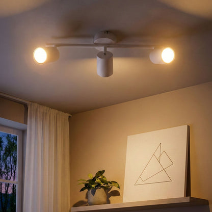 3 Light Spotlight Ceiling Lamp White Metal Industrial