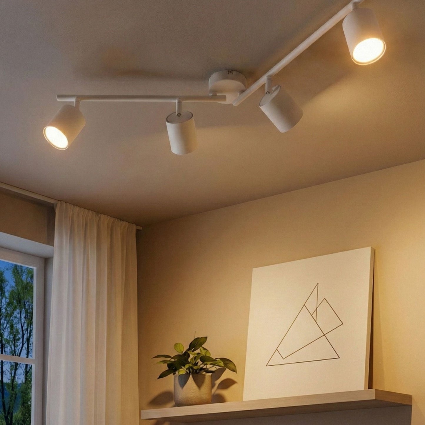 2 Light Spotlight Ceiling Lamp White Metal Industrial