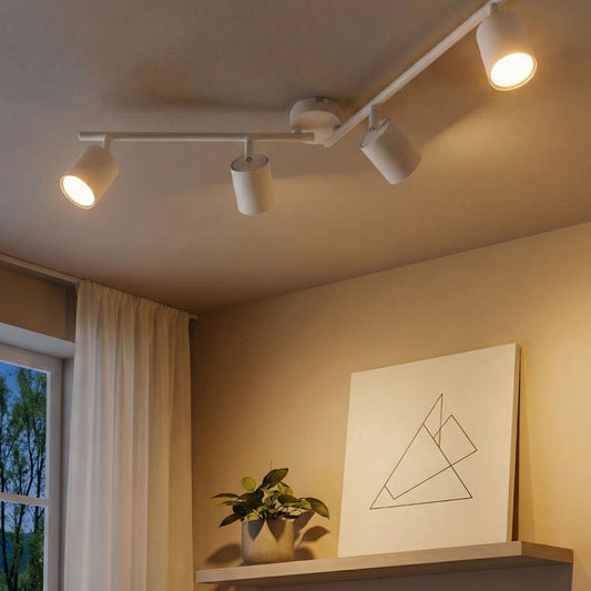 2 Light Spotlight Ceiling Lamp White Metal Industrial