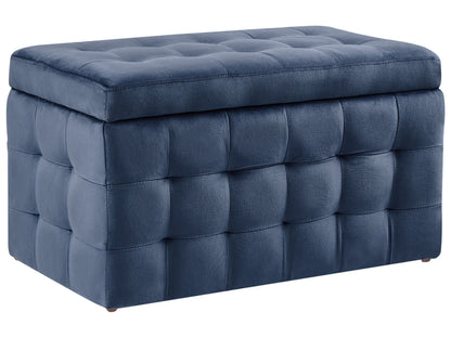 Dark Blue Velvet Tufted Ottoman With Storage Bench for Bedroom Elegant Accent Seating