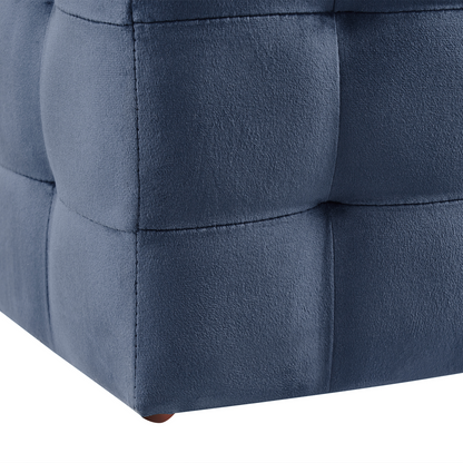Dark Blue Velvet Tufted Ottoman With Storage Bench for Bedroom Elegant Accent Seating