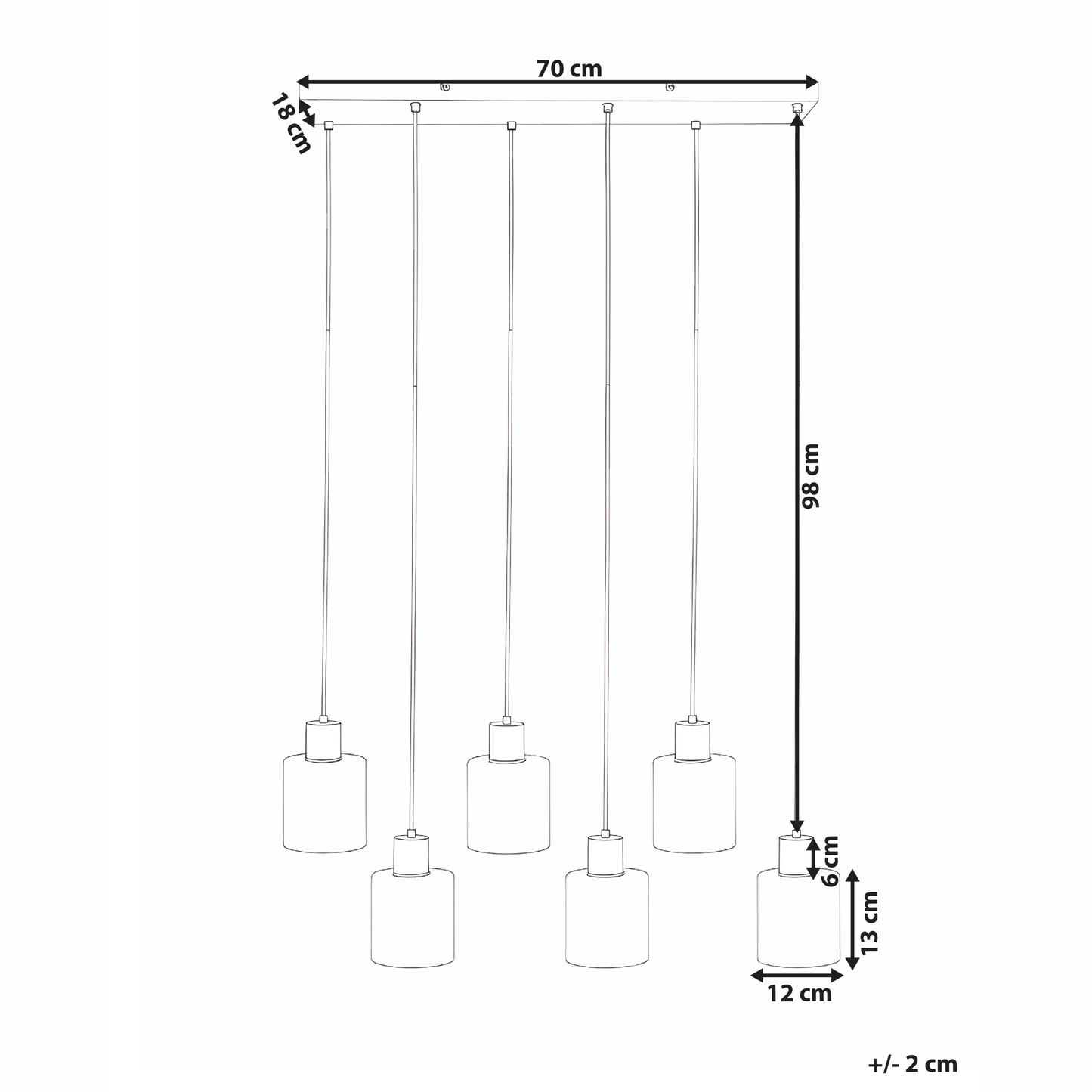 6 Light Pendant Lamp Beige Shades Modern Metal Base