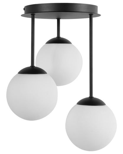3 Light Black Metal Ball Ceiling Lamp Modern Style
