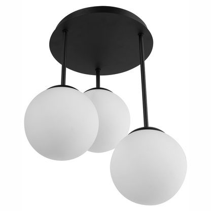 3 Light Black Metal Ball Ceiling Lamp Modern Style